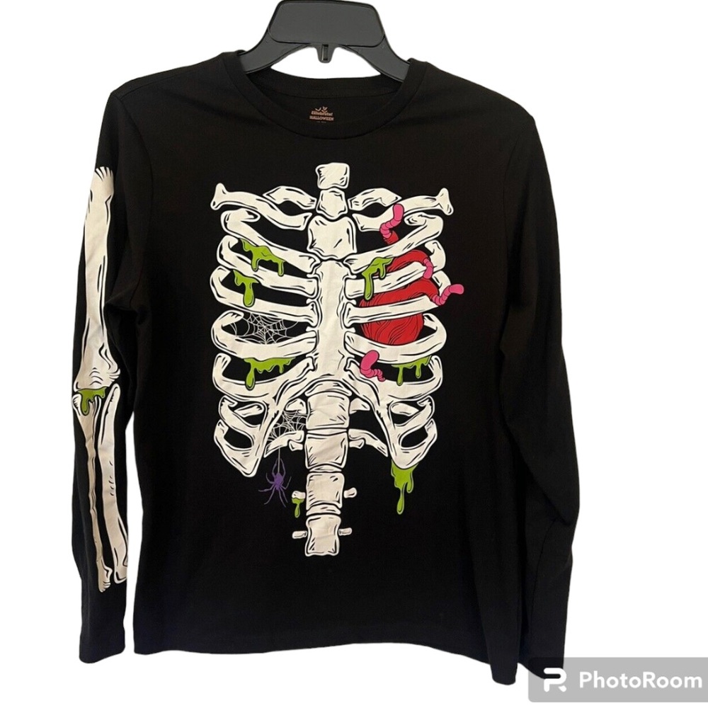 Halloween skeleton long sleeves T-Shirt Size M Unisex Boy Girl